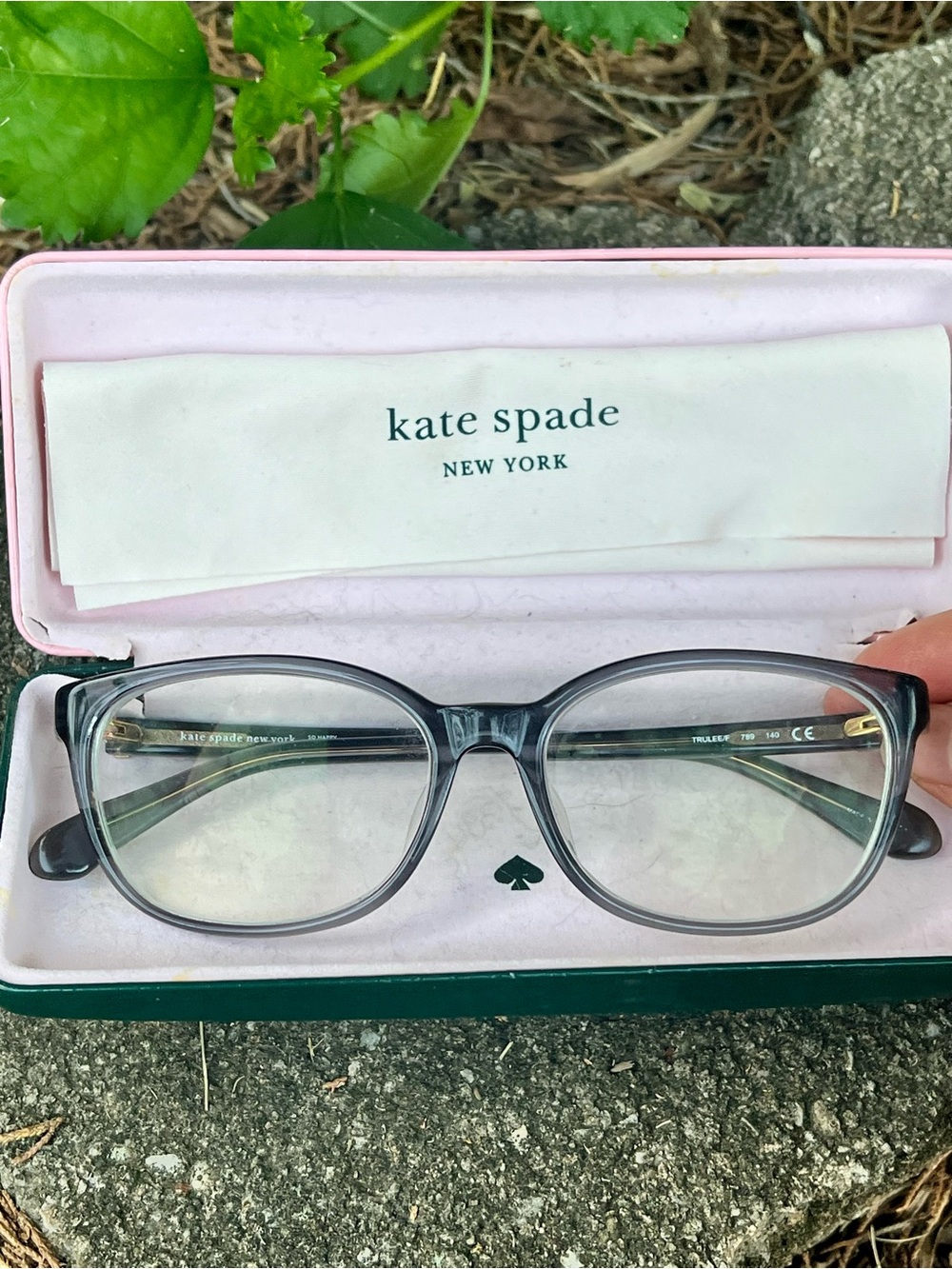 Kate Spade Trulee/F 789 Transparent Grey Lilac Eyeglasses Frame w Case & Cloth